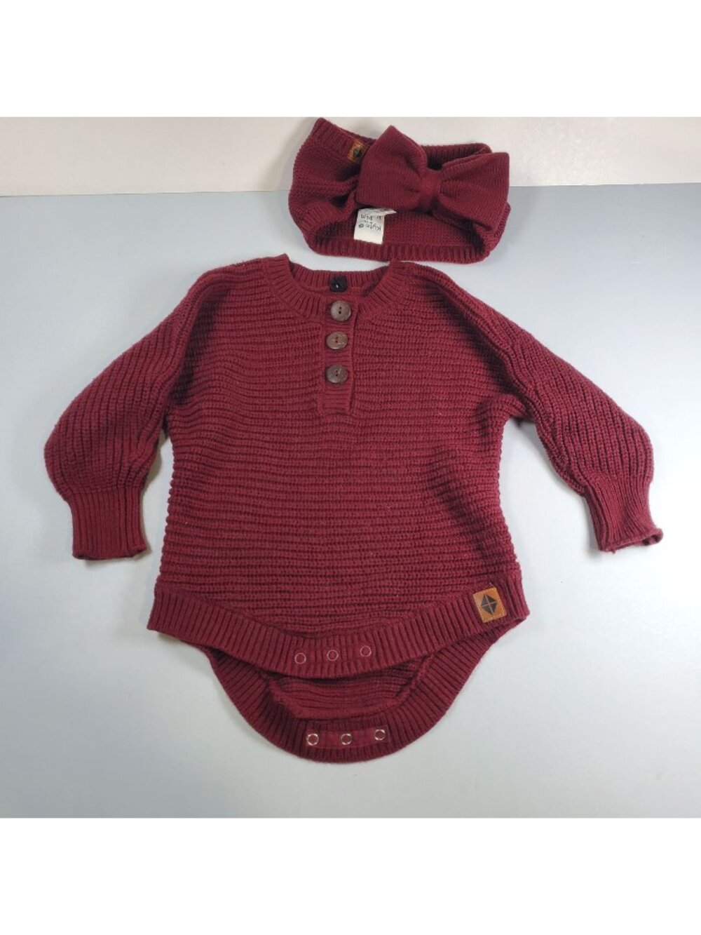 Kyte Baby Chunky Knit Bubble Romper Baby Size 6 - 12 Knit Headband Bamboo Blend